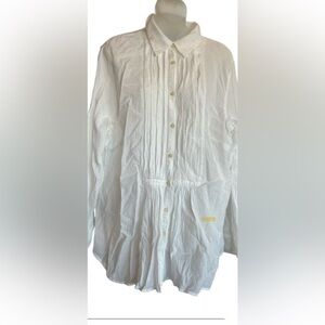 Lauren Ralph Lauren Plus Size White Roll Tab Sleeve Gauzy Top size 2X